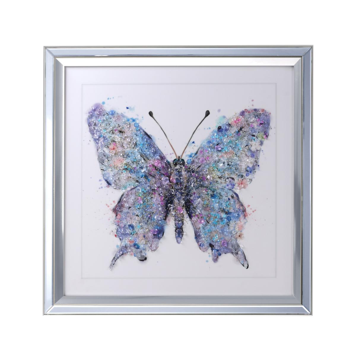 Butterfly Jewelled Framed Art - Purple