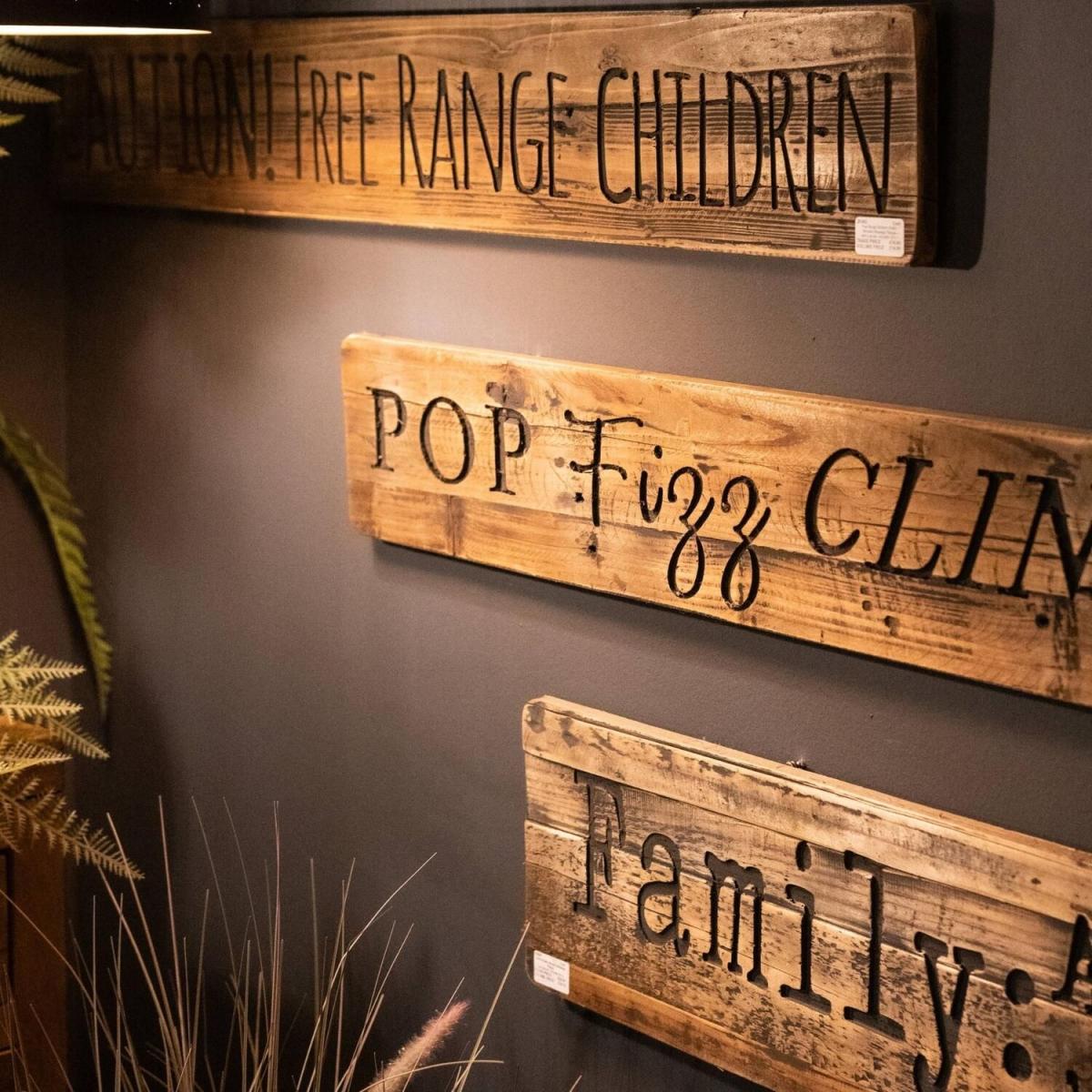 Pop Fizz Clink Drink Message Plaque Rustic Sign - Brown – image 2