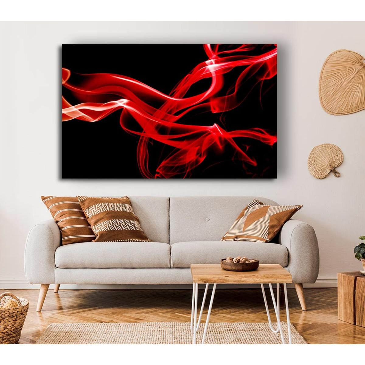 Red Smoke Patterns Canvas Print Wall Art - Yellow / 50.8cm – image 3