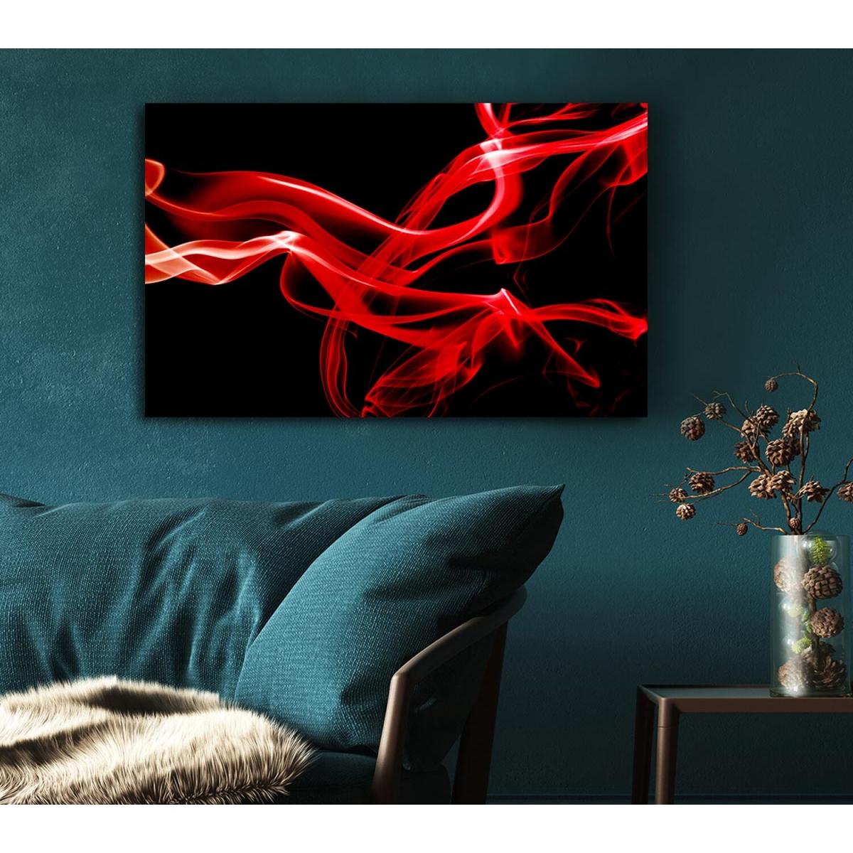 Red Smoke Patterns Canvas Print Wall Art - Yellow / 50.8cm – image 4
