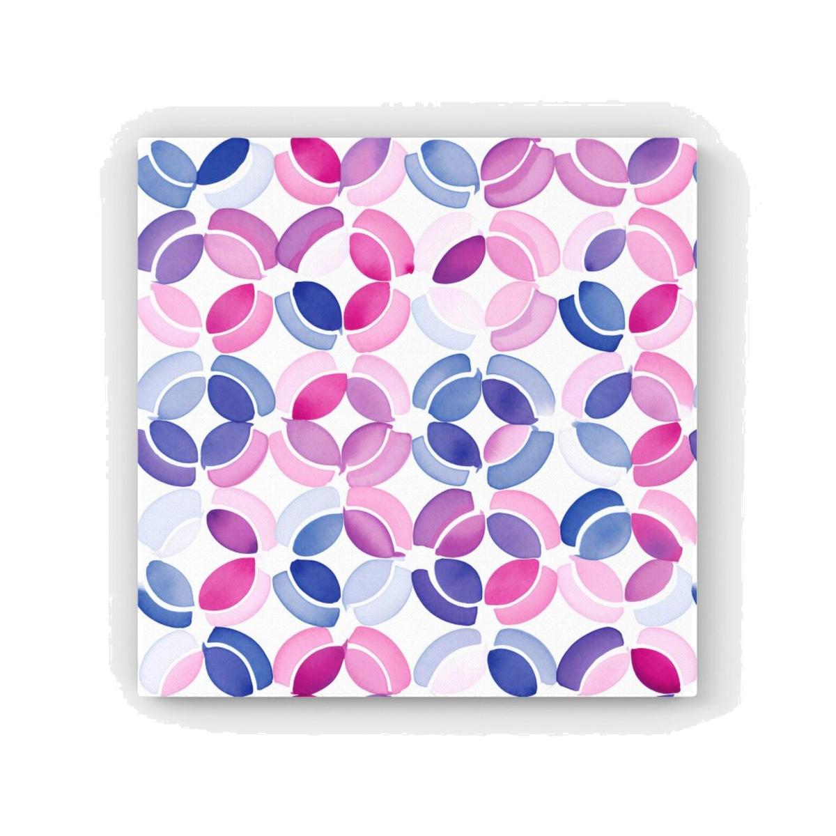 Interlocking Pink Blue Shape Canvas Print - Pink / 25.4cm