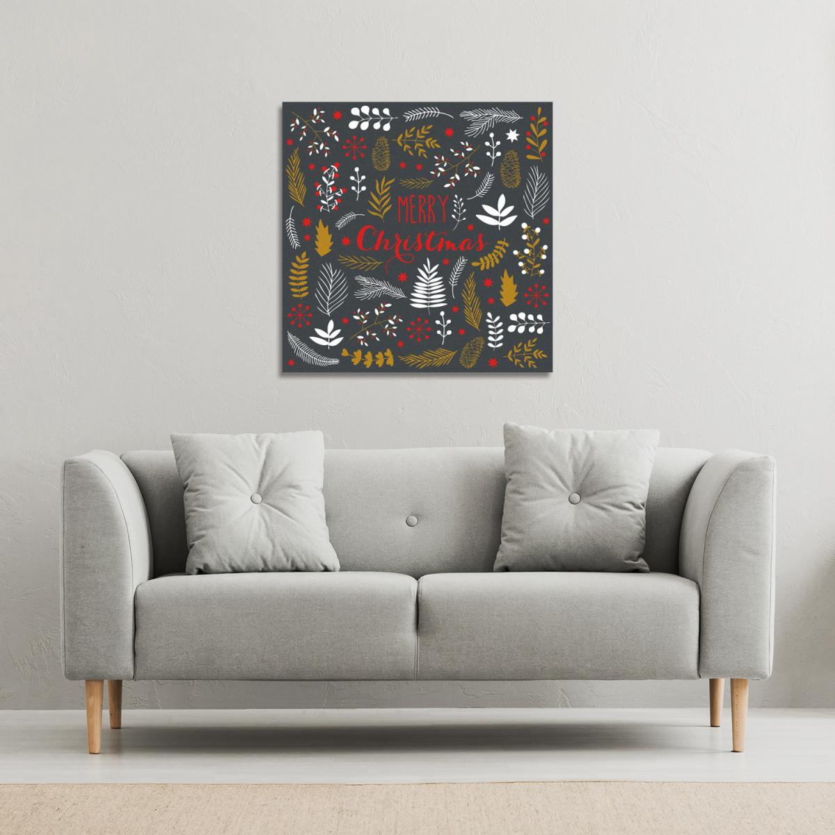 Merry Christmas Lettering Gallery Canvas - Black / 77cm