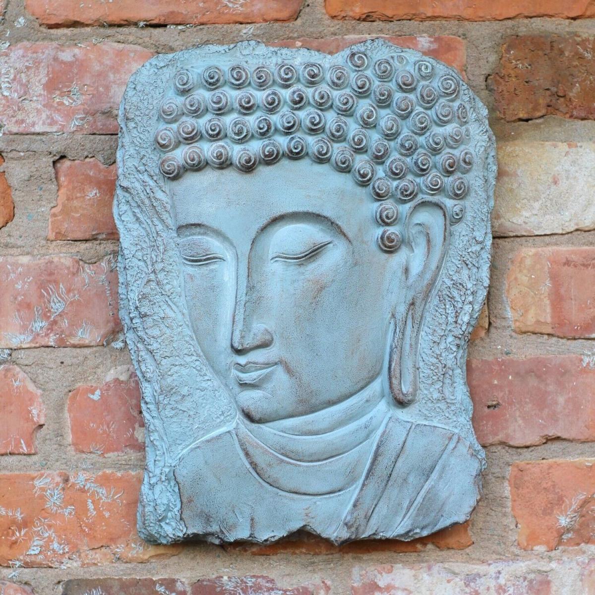 Garden Buddha Head Plaque - Silver – image 1