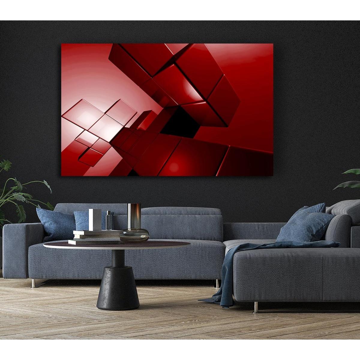Cylinderical Red Canvas Print Wall Art - Yellow / 66.04cm – image 5