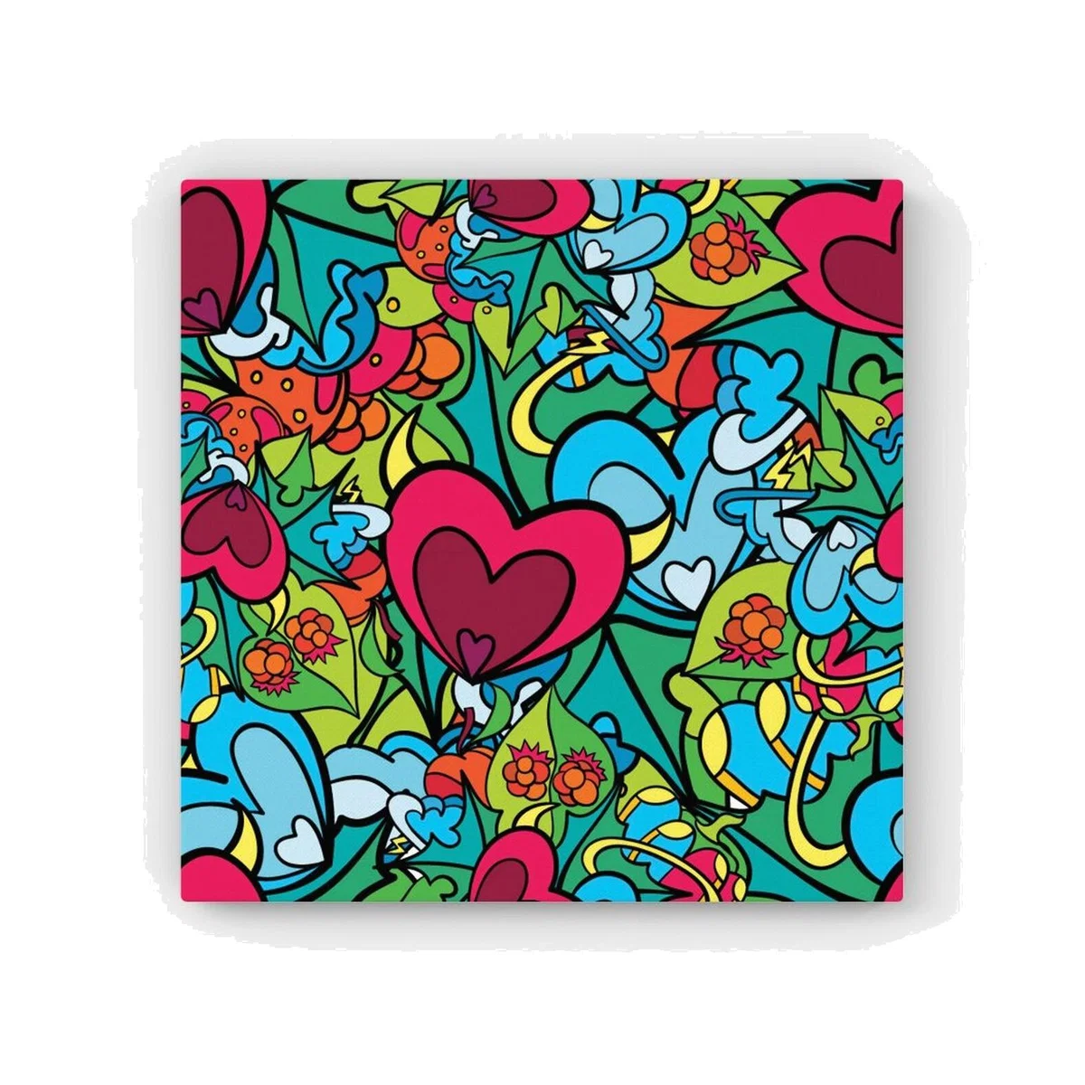 Hippie Psychedelic Pattern HD Metal Print - Blue / 40cm