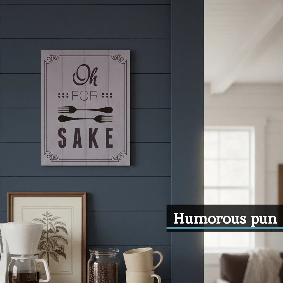 Pun and Games Oh For Fork Sake Wall Plaque - Black – image 3