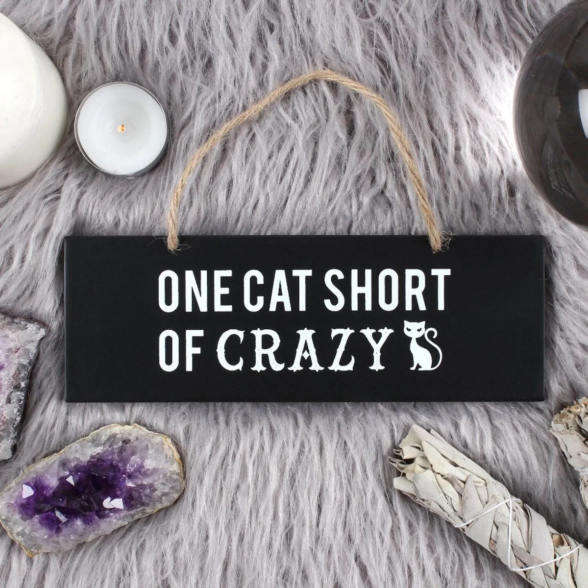 Small One Cat Short of Crazy Plaque - Black – image 2