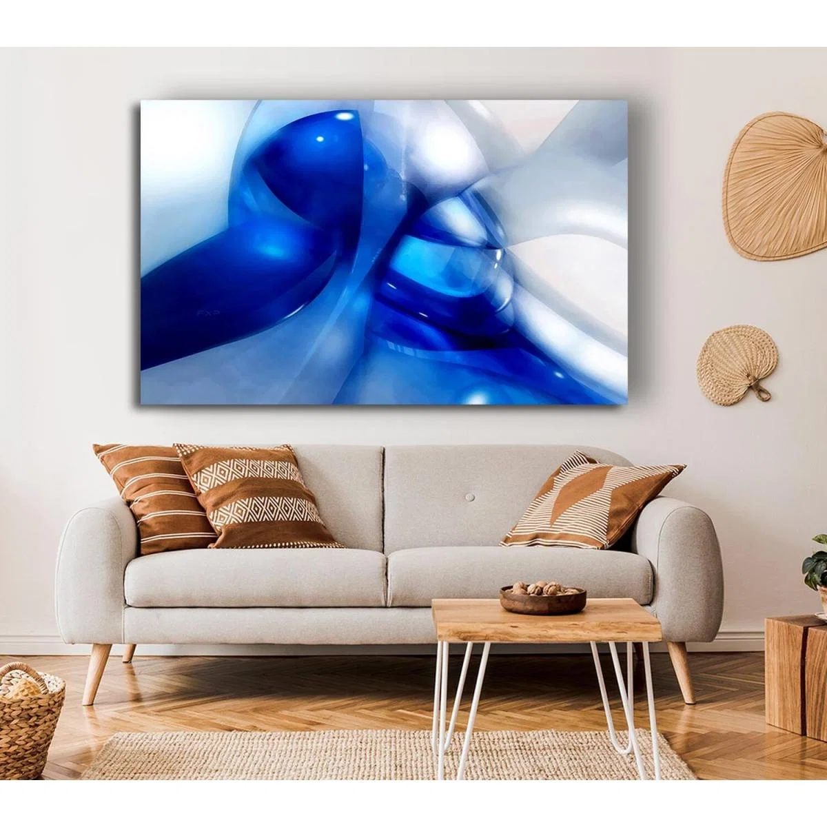Liquid Blue Energy Canvas Print Wall Art - Yellow / 81.28cm – image 4