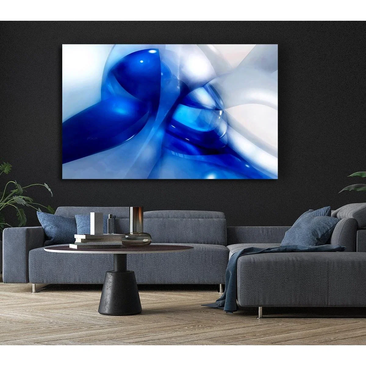 Liquid Blue Energy Canvas Print Wall Art - Yellow / 81.28cm – image 6