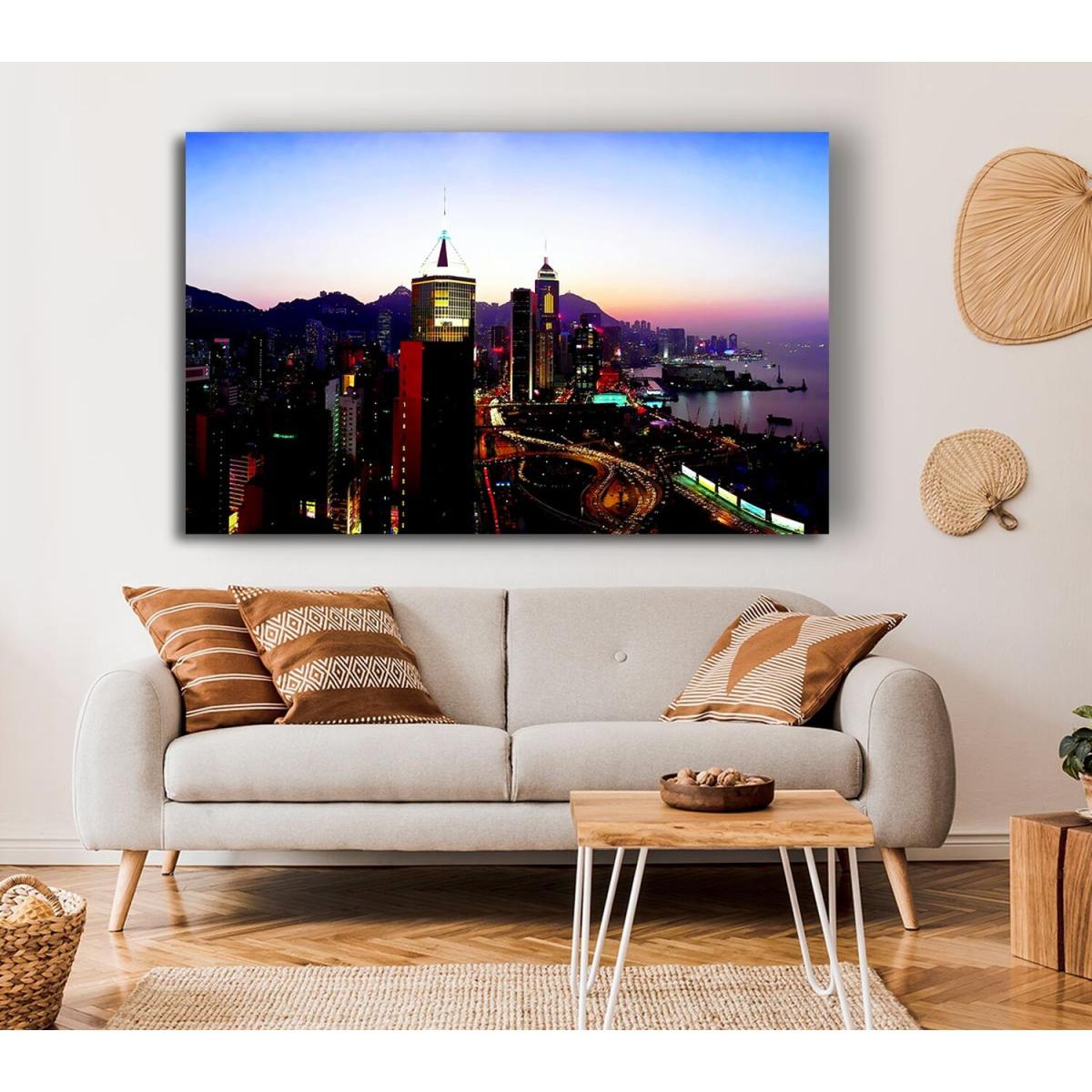 Hong Kong Surreal Nights Canvas Print Wall Art - Yellow / 81.28cm – image 4