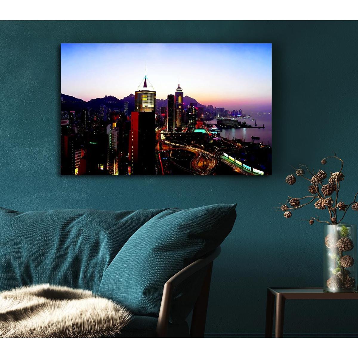 Hong Kong Surreal Nights Canvas Print Wall Art - Yellow / 81.28cm – image 5