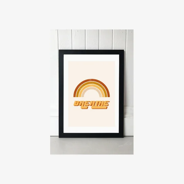 Sundry Society Retro Breathe Quote Wall Art Print - Black 1 at Urban Outfitters