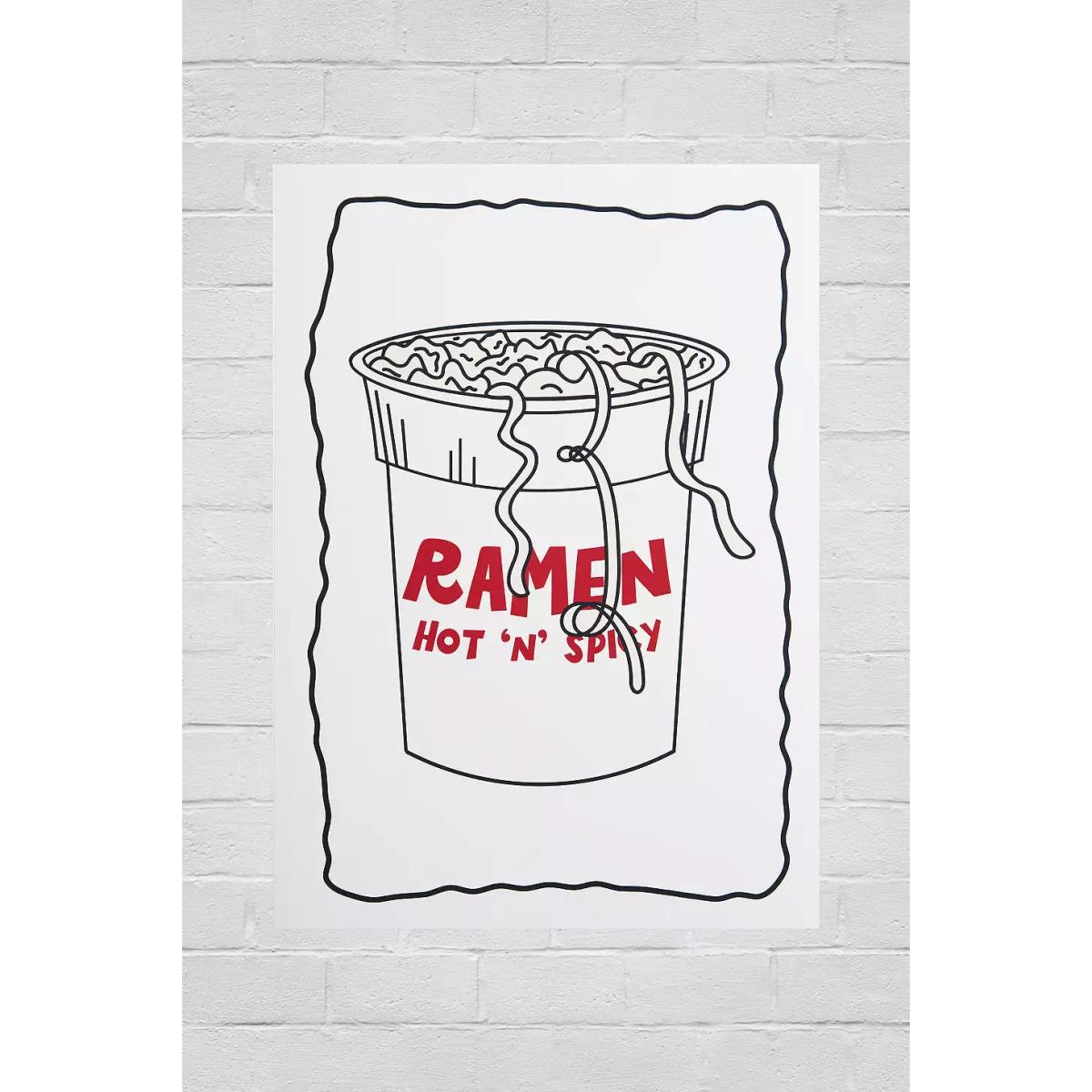 Pink Giraffe Hot'N'Spicy Ramen 30x40 Wall Art Print - White at Urban Outfitters – image 2