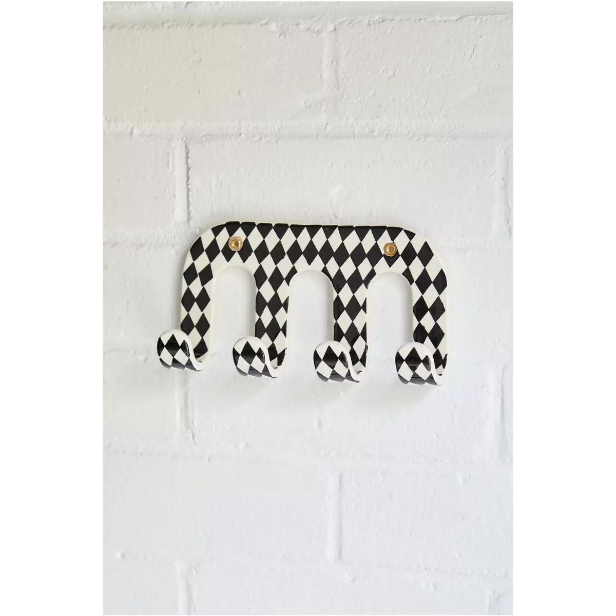 Urban Outfitters Cassie Checkerboard Multi Wall Hook - Black/White ALL – image 2