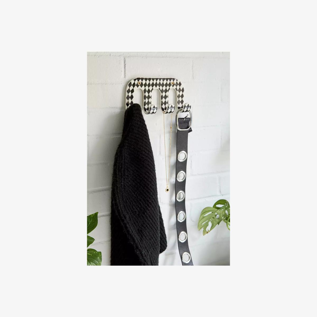 Urban Outfitters Cassie Checkerboard Multi Wall Hook - Black/White ALL – image 1