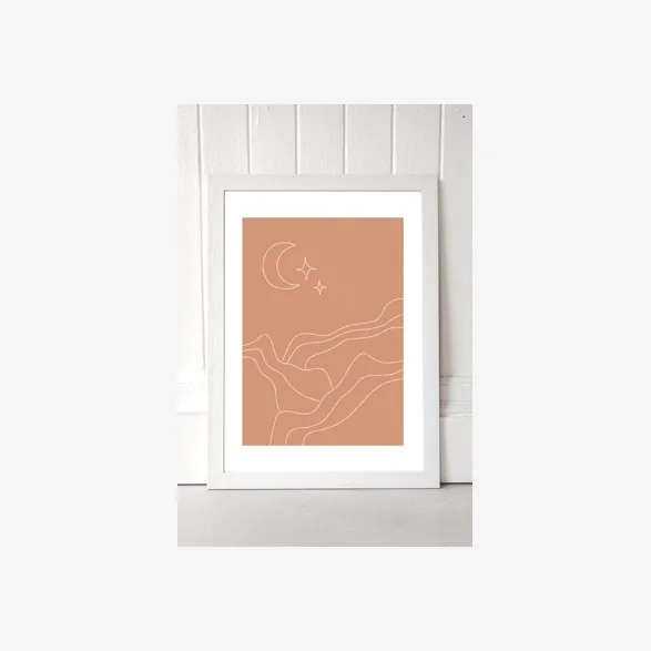 Sundry Society Lunar Landscape Wall Art Print - White UK 3 at Urban Outfitters