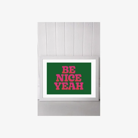 Limbo And Ginger Be Nice Yeah Wall Art Print - White 2 at Urban Outfitters