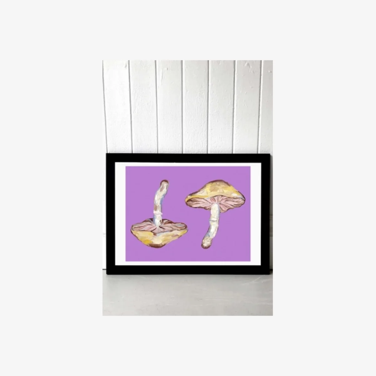 Alice Straker Mushrooms On Purple Wall Art Print - Black UK 3 at Urban Outfitters