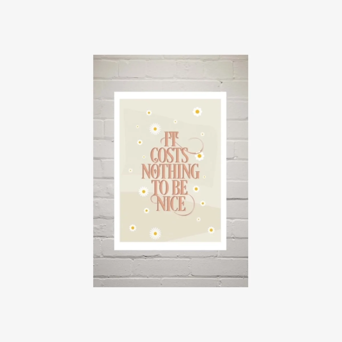 Flower Love Child It Costs Nothing To Be Nice Wall Art Print - Assorted UK 3 at Urban Outfitters