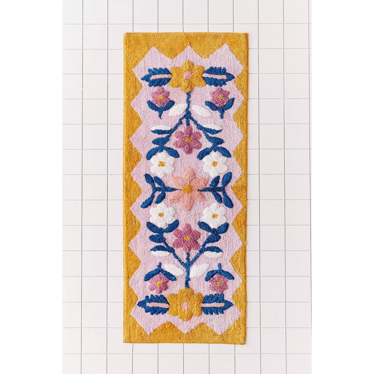 Molly Folk Floral Bath Mat - Yellow ALL at Urban Outfitters – image 2