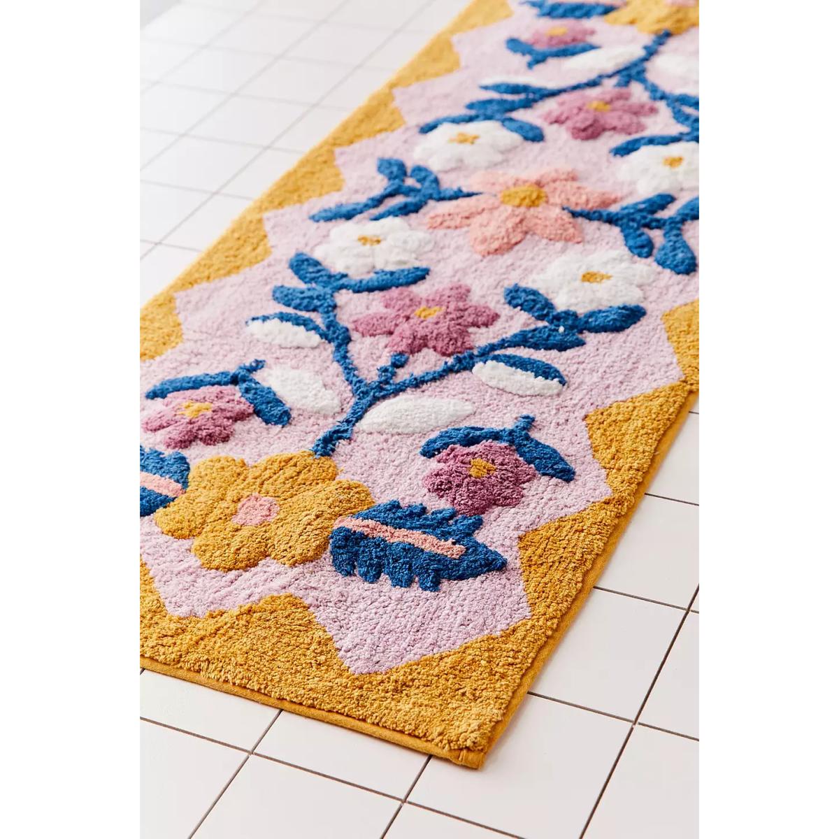 Molly Folk Floral Bath Mat - Yellow ALL at Urban Outfitters – image 4
