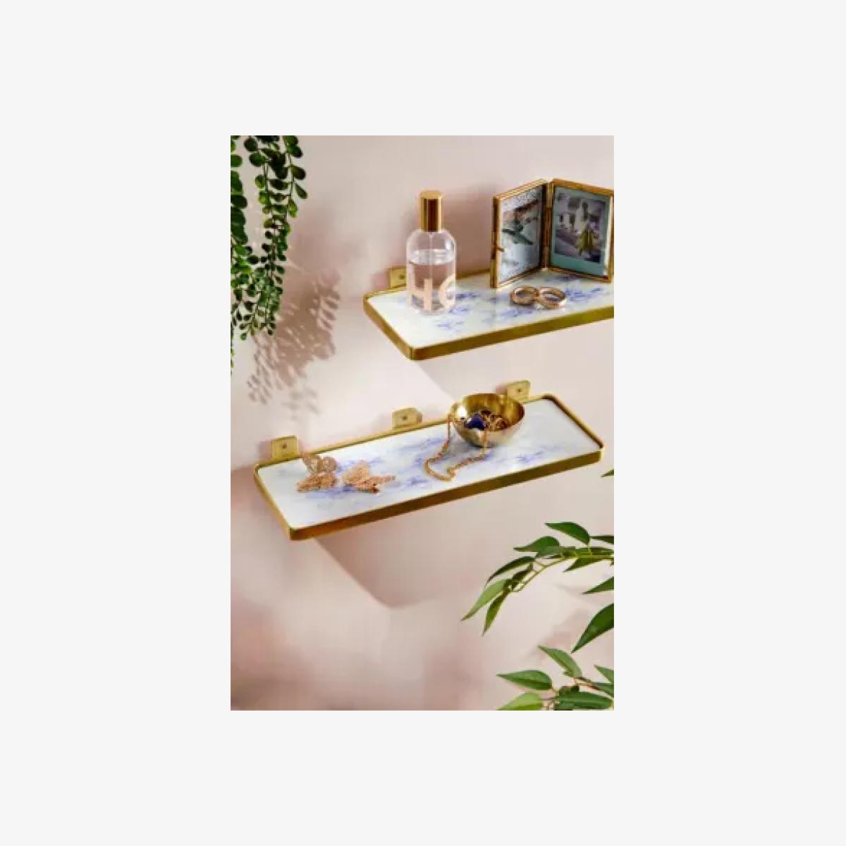 Urban Outfitters Watercolour Cats Large Wall Shelf - Blue 32cm x 11.4cm x 5cm – image 1
