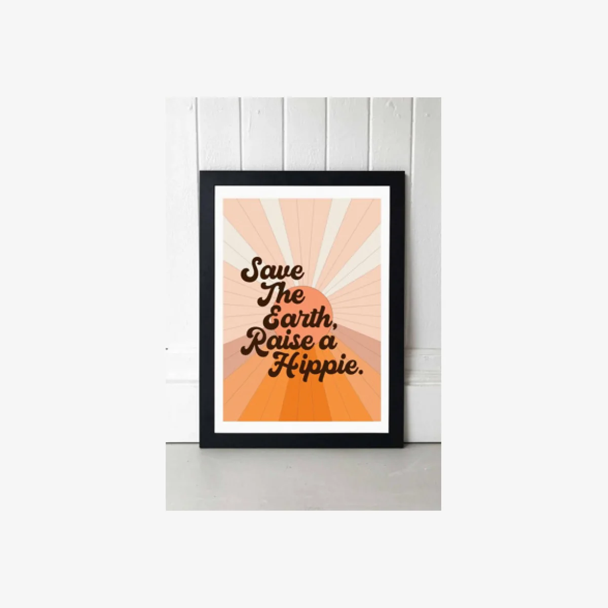 Flower Love Child Save The Earth, Raise a Hippie Wall Art Print - Black 1 at Urban Outfitters