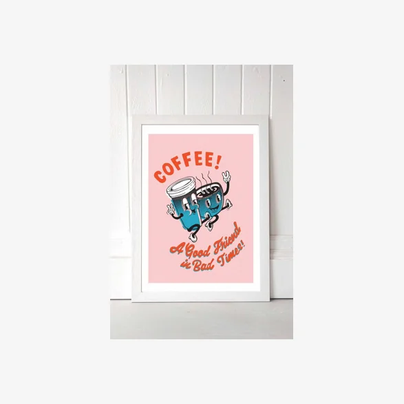 Sophie Ward Coffee, A Good Friend Wall Art Print - White 1 at Urban Outfitters