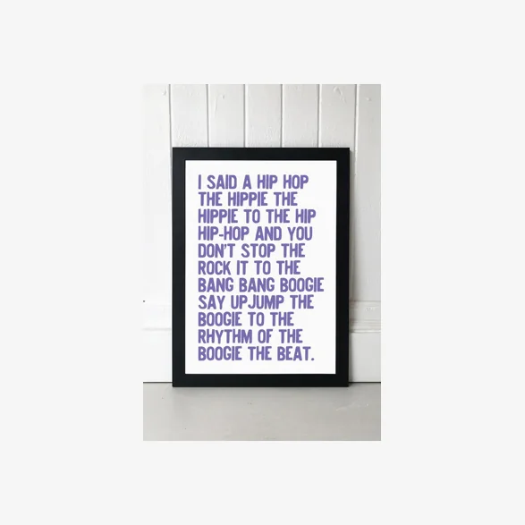 UO Exclusive Lilac Honeymoon Hotel Rapper's Delight Wall Art Print - Black 2 at Urban Outfitters