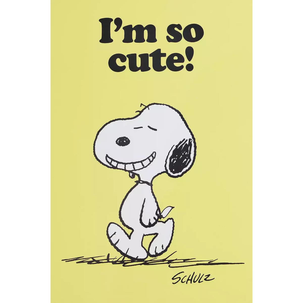 Snoopy I'm So Cute Framed A3 Wall Art Print - Yellow ALL at Urban Outfitters – image 2