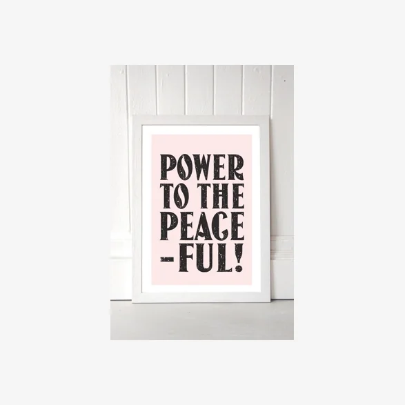 Flower Love Child Power To The Peaceful Wall Art Print - White 1 at Urban Outfitters