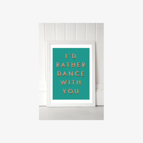 Limbo & Ginger I'd Rather Dance With You Wall Art Print - White UK 3 at Urban Outfitters