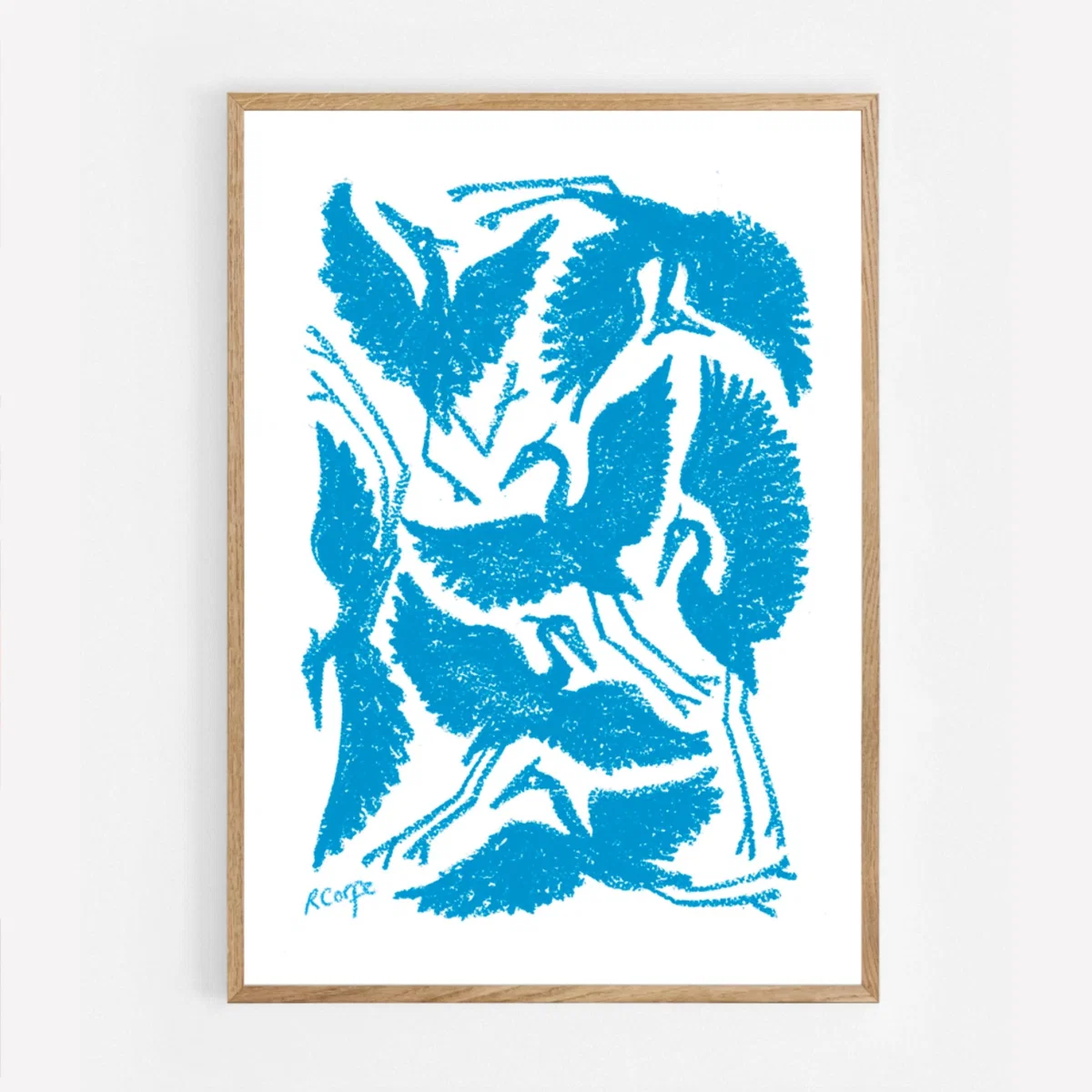 Blue / White Sky Blue Herons Pastel Print Rosanna Corfe – image 2
