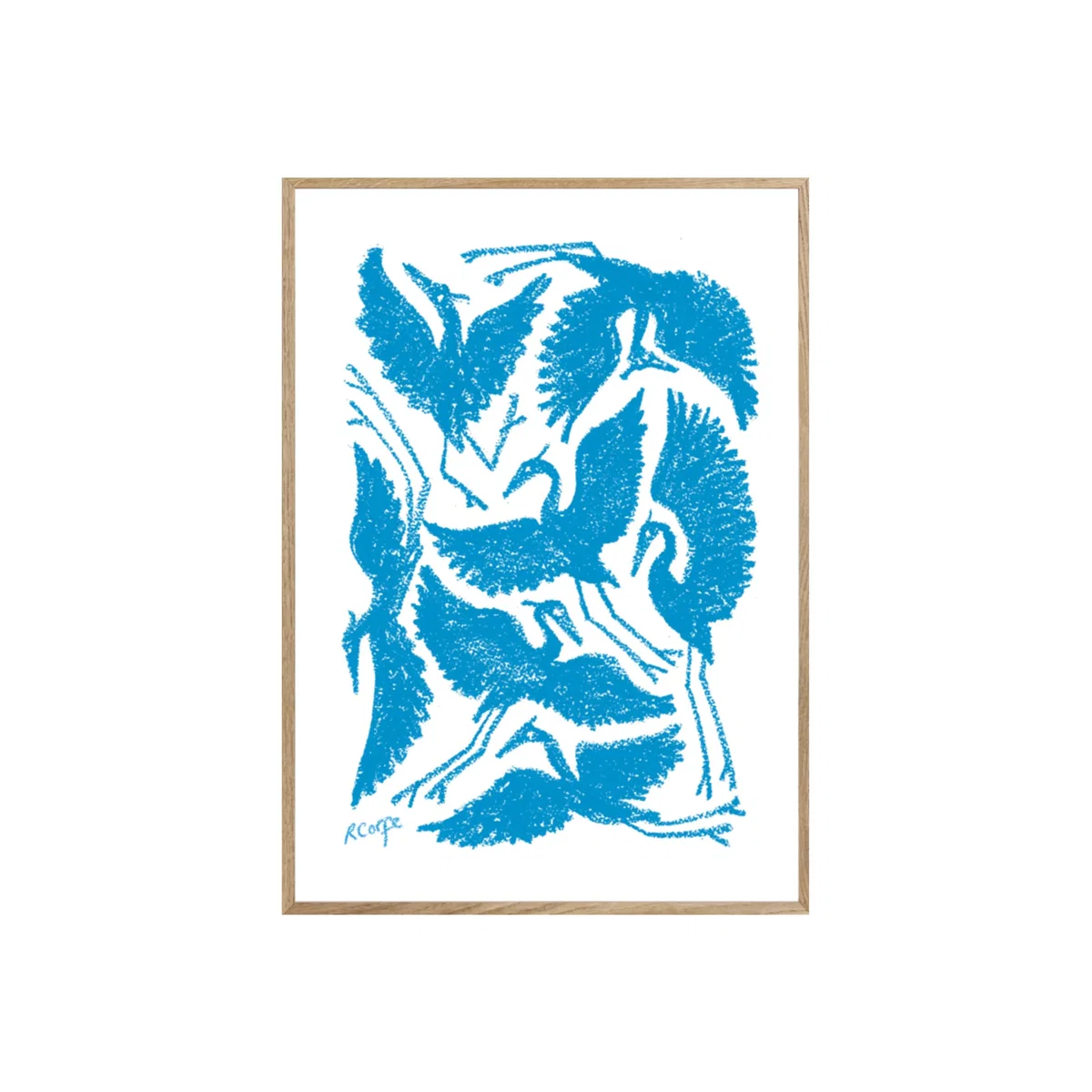 Blue / White Sky Blue Herons Pastel Print Rosanna Corfe – image 1