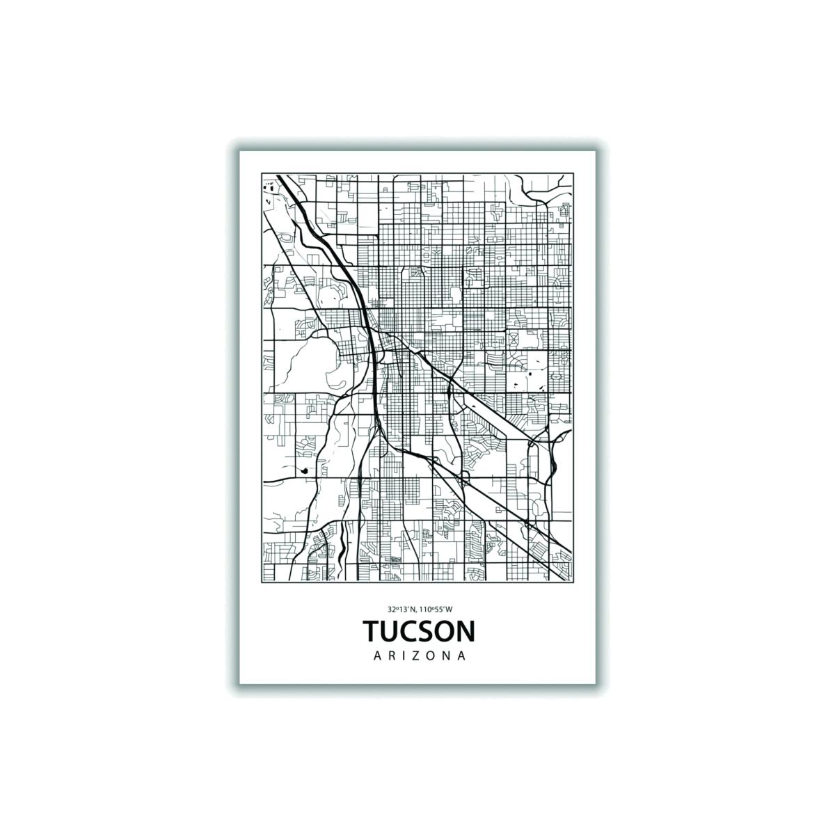 Black Map Of Tuscon Arizona Large Stanley Print House – image 1