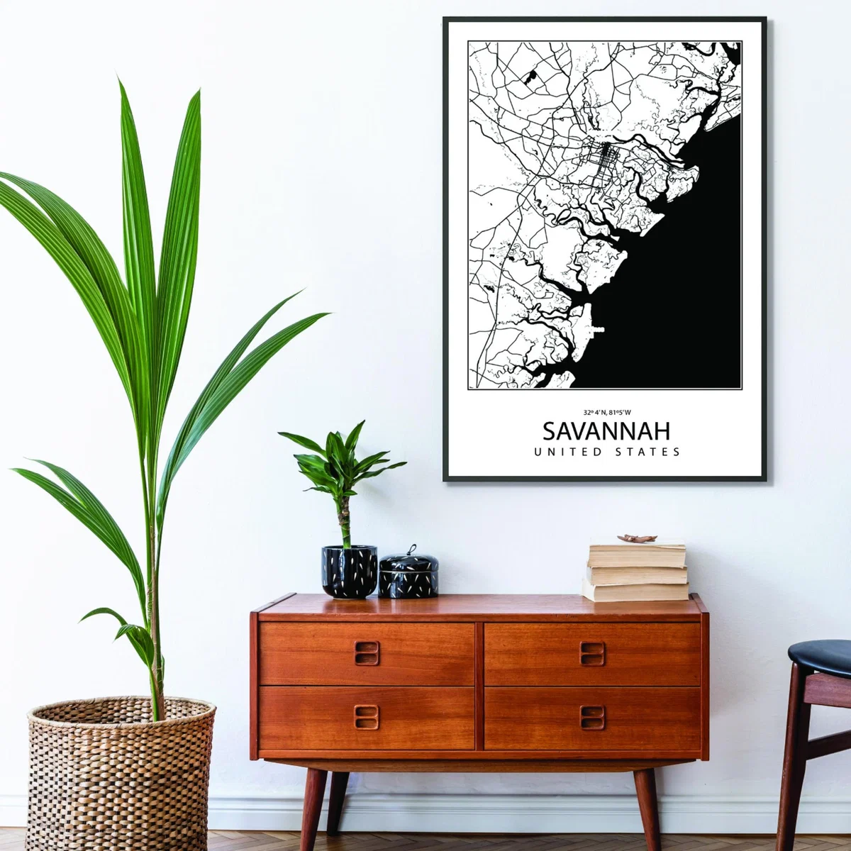 Black Map Of Savannah United States Large Stanley Print House – image 3