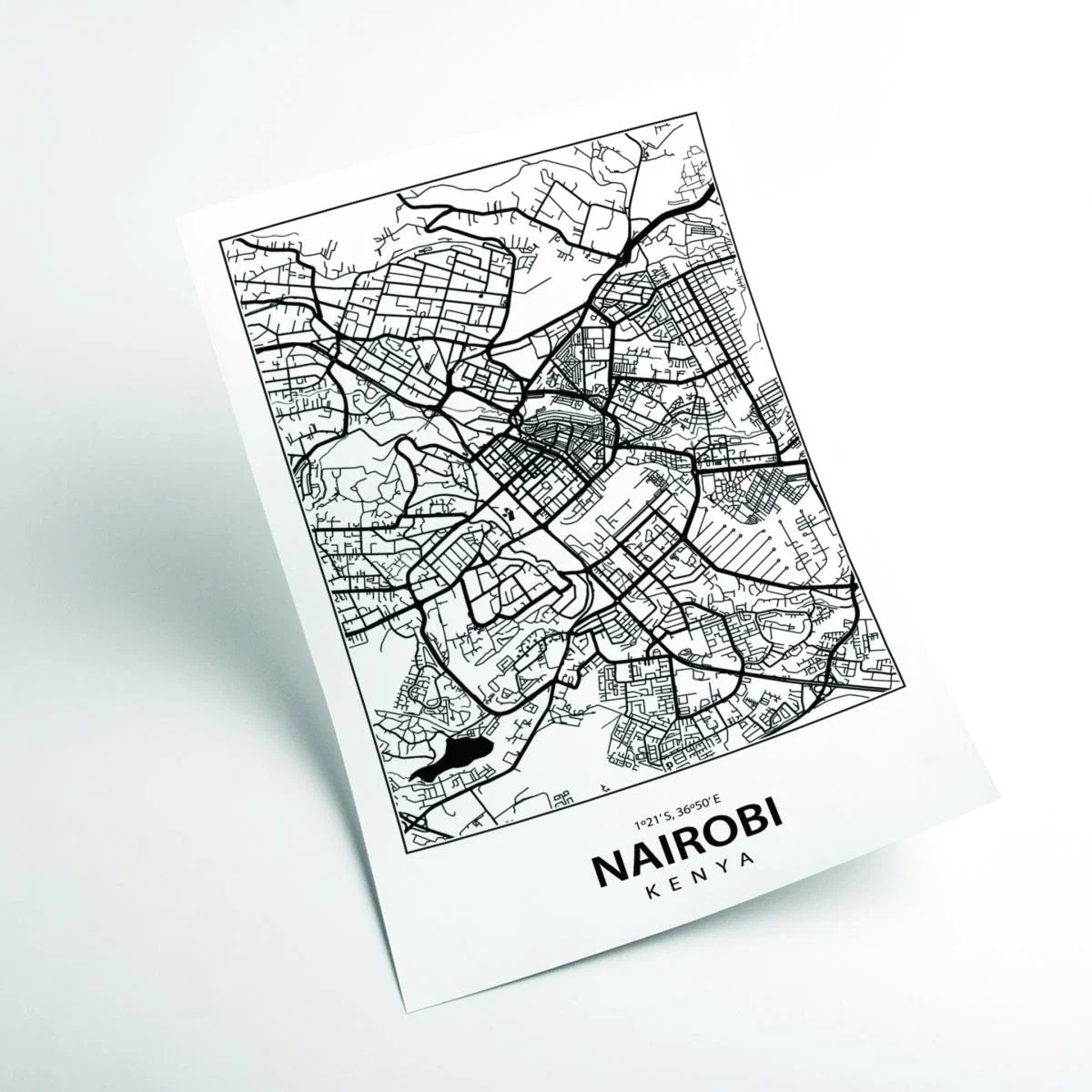 Black Map Of Nairobi Medium Stanley Print House – image 2