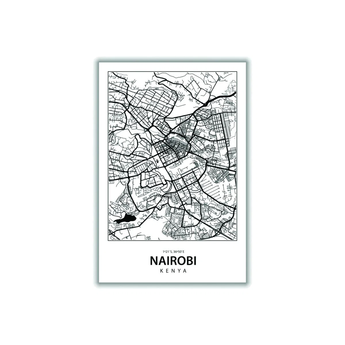 Black Map Of Nairobi Medium Stanley Print House – image 1