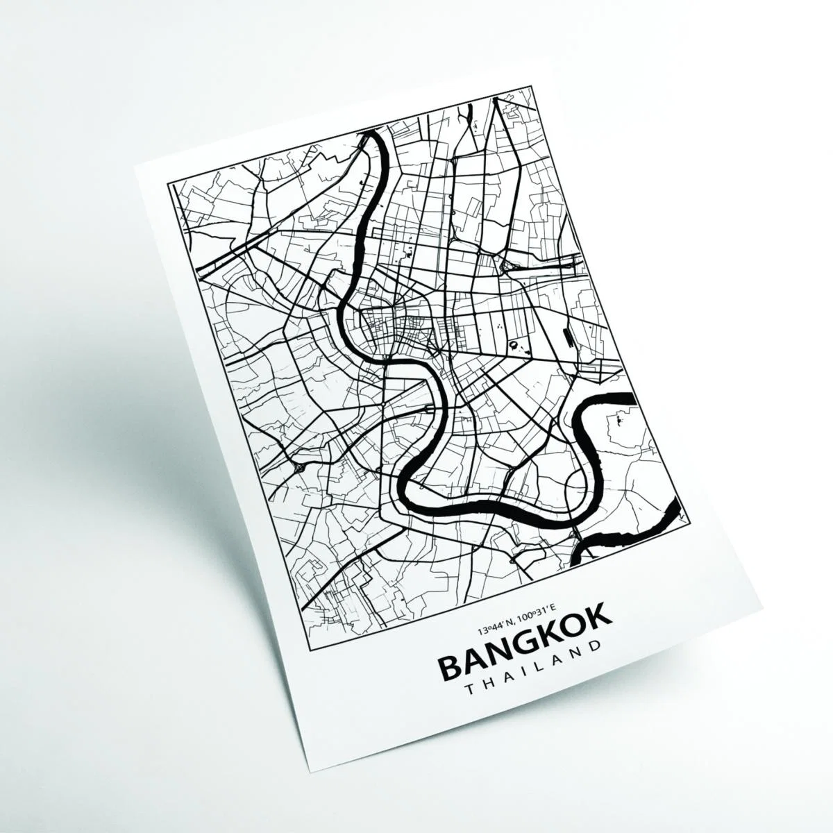 Black Map Of Bangkok Thailand A4 210 X 297Mm Stanley Print House – image 2