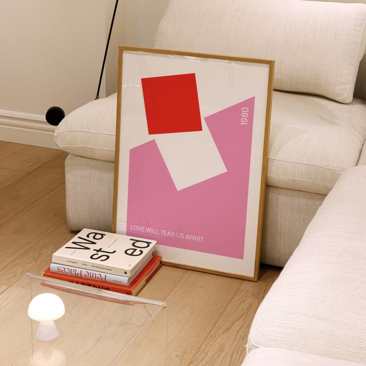 Red / Pink / Purple Love Will Tear Us Apart Song Lyric Retro Art Print Pink & Red | A4 | 210 X 297Mm | Fanclub – image 3