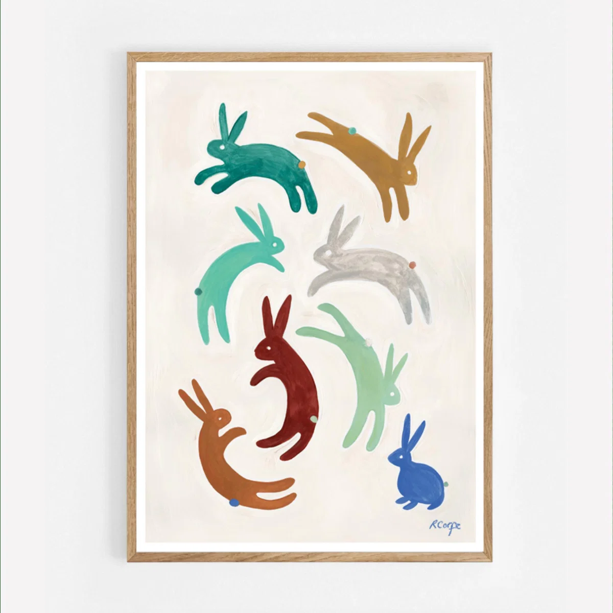 A3 Colourful Rabbits Print Rosanna Corfe – image 2