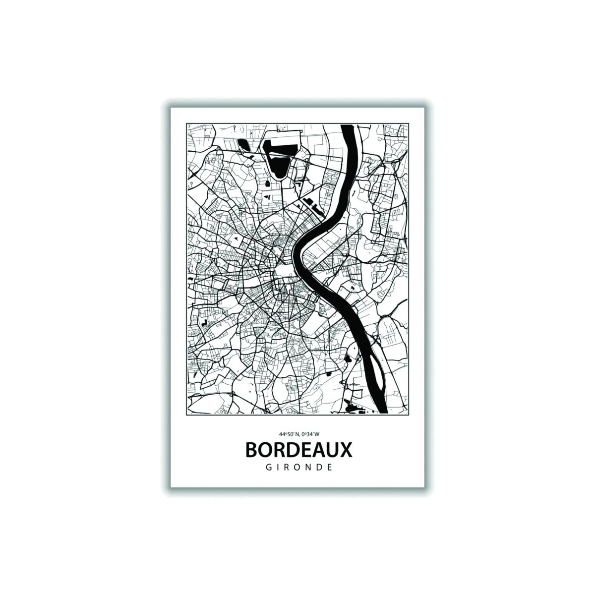 Black Map Of Bordeaux A2 420 X 594Mm Stanley Print House – image 1