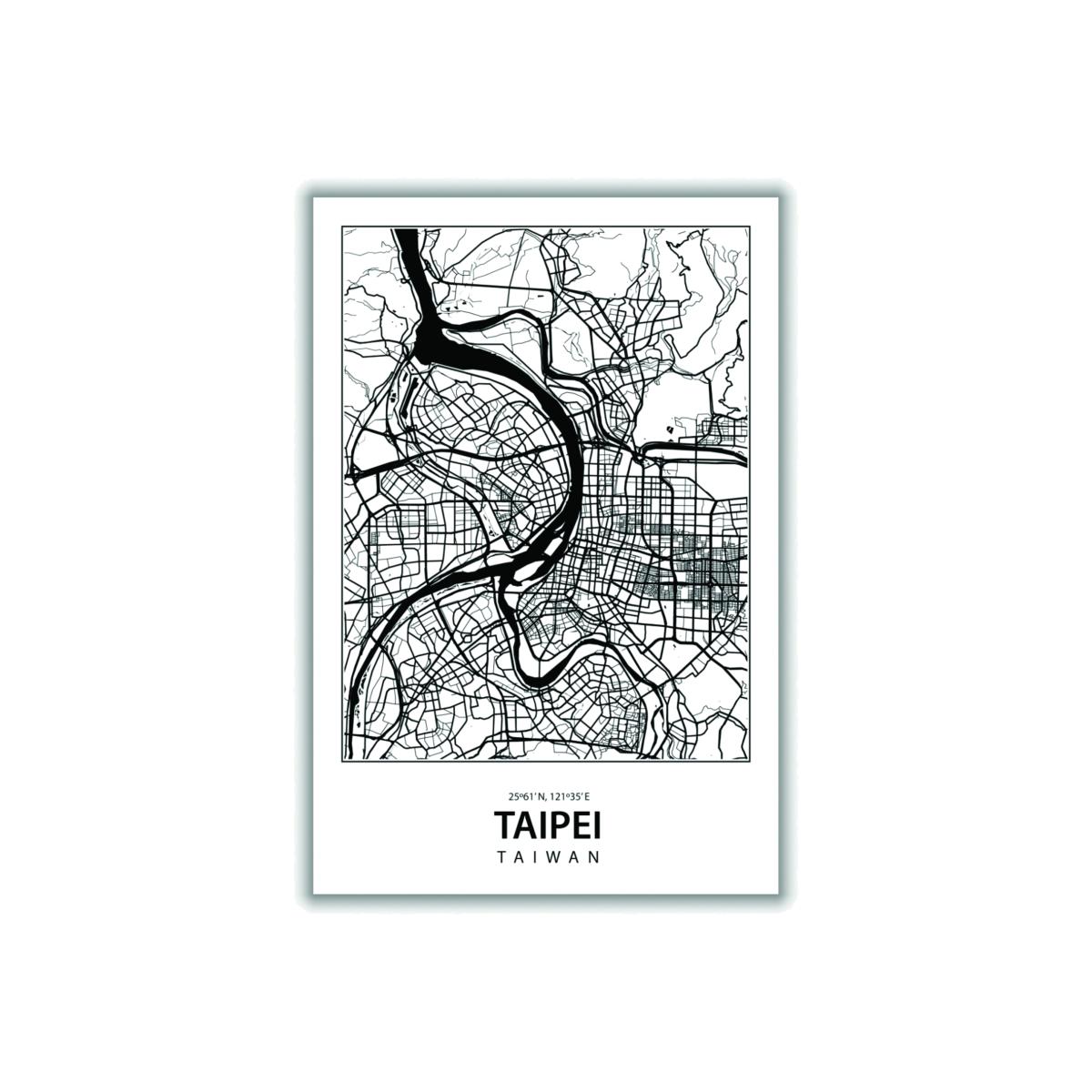Black Map Of Taipei A4 210 X 297Mm Stanley Print House – image 1