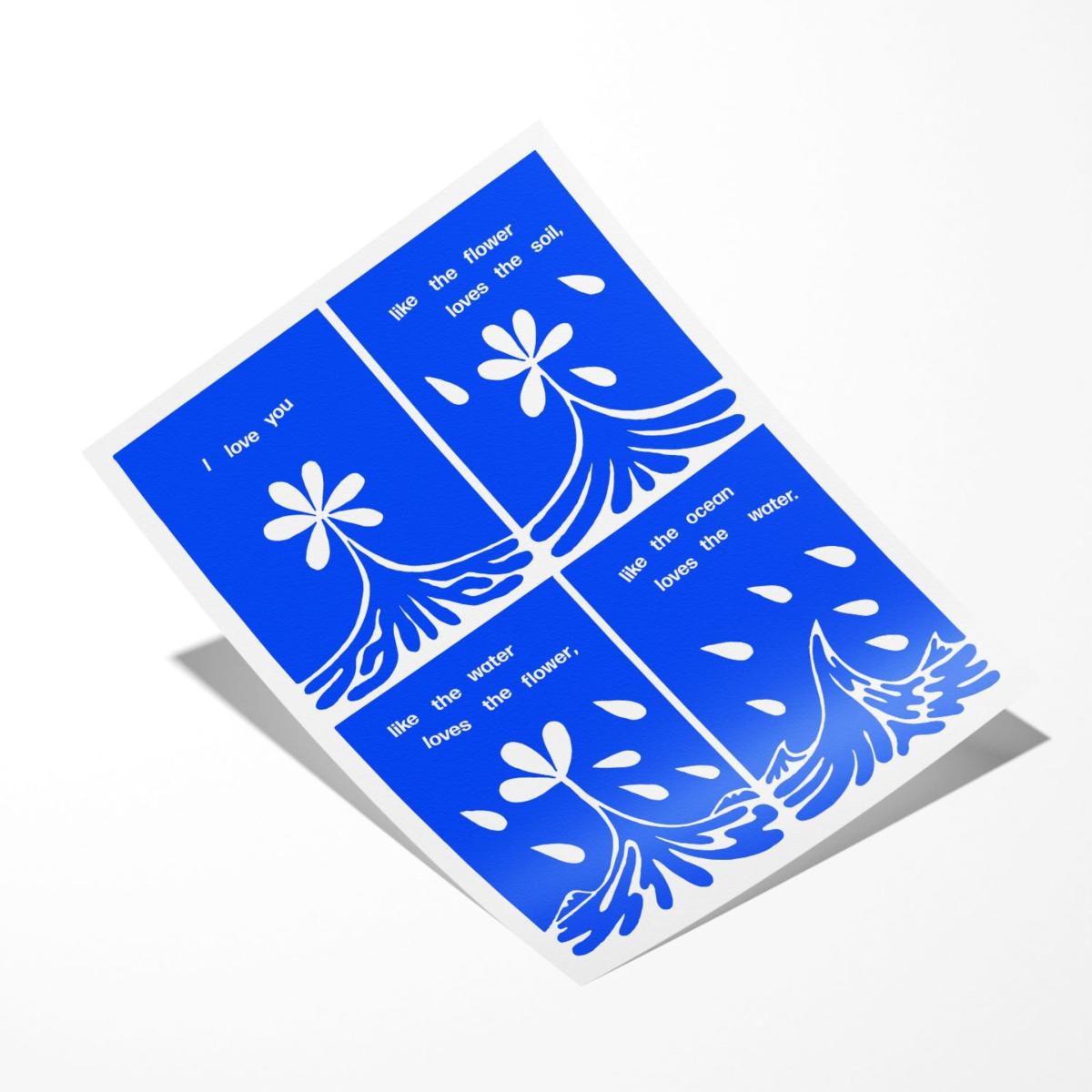 Blue Love You - Giclee Fine Art Print - Small | 12 X 16" | East Side Studio London – image 2