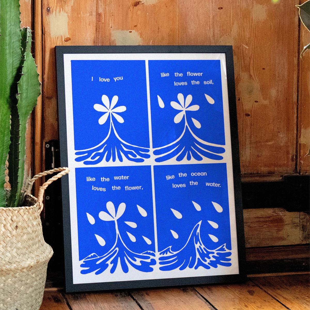 Blue Love You - Giclee Fine Art Print - Small | 12 X 16" | East Side Studio London – image 3
