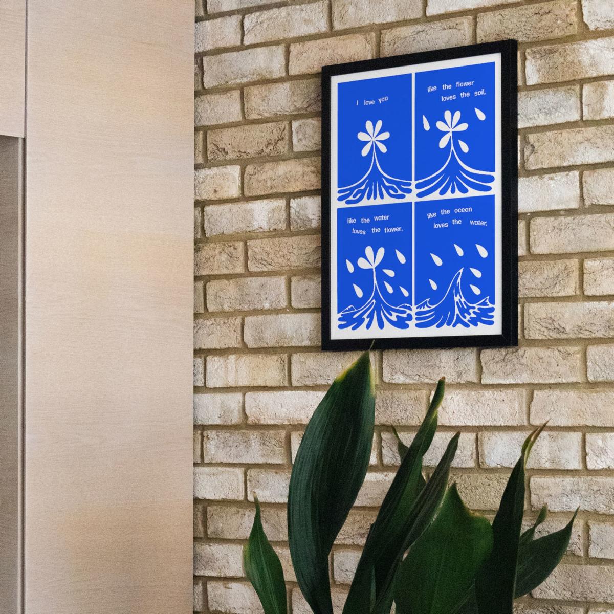 Blue Love You - Giclee Fine Art Print - Small | 12 X 16" | East Side Studio London – image 4