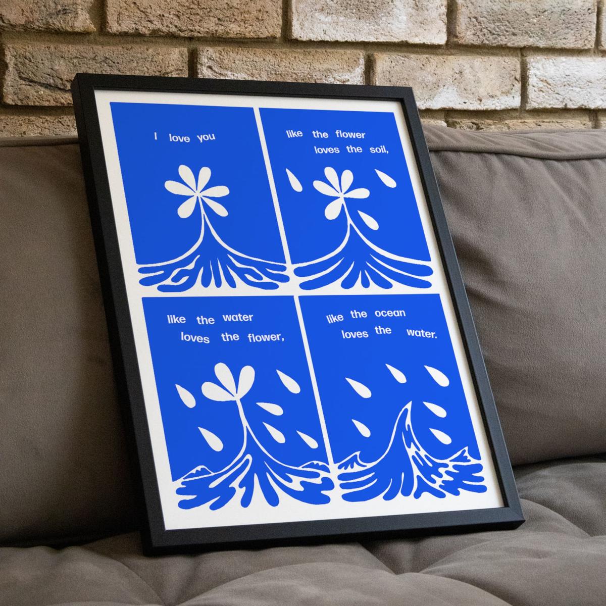Blue Love You - Giclee Fine Art Print - Small | 12 X 16" | East Side Studio London – image 5