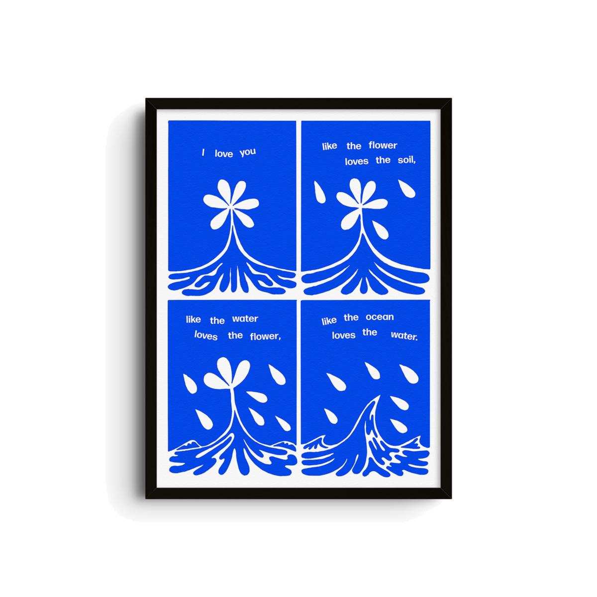 Blue Love You - Giclee Fine Art Print - Small | 12 X 16" | East Side Studio London – image 1
