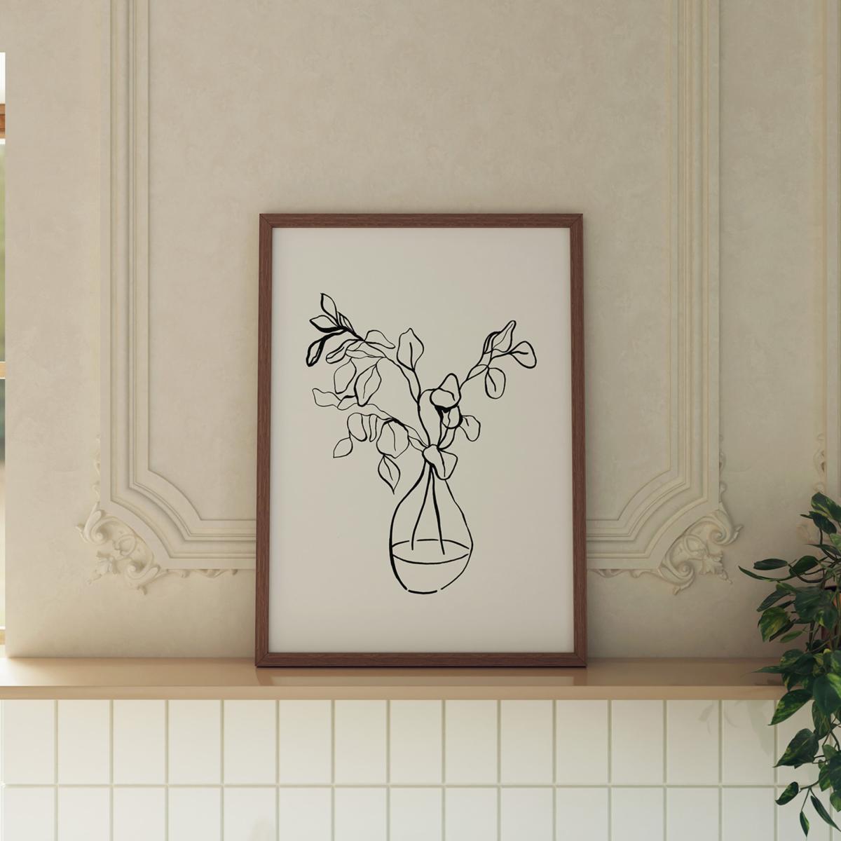 Black / White Eucalyptus Still Life Black Ink Drawing Print A3 297 X 420Mm Emily M Art & Design – image 3