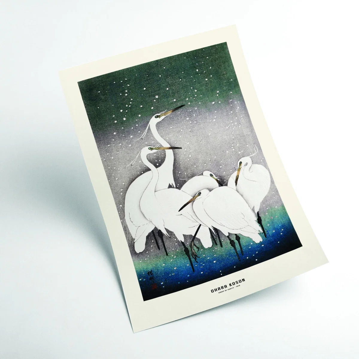 White Ohara Koson - Group Of Egrets A1 594 X 841Mm Stanley Print House – image 2